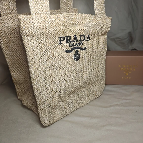 Authentic Prada Milano Raffia Tote Bag - NWB - Picture 2 of 8